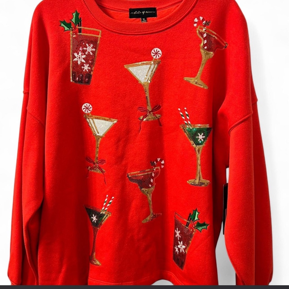 NWT Holiday Cocktail Embellished Red Sweater